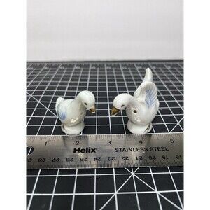 Vintage Goose Salt Pepper Set White Bird Shakers Retro Kitchen Japan 1950s